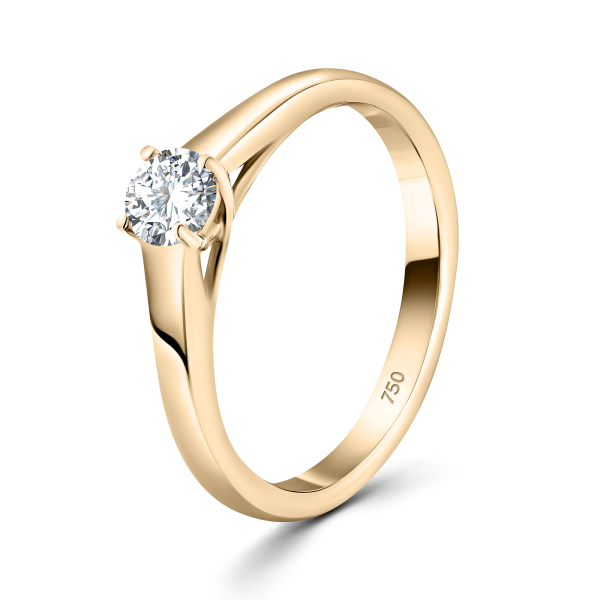 0,30 Karat Diamant Verlobungsring mit GIA Certifikate, Gelbgold 750 / 18K, Weite 53 mm, Gewicht ca. 2.84 g.