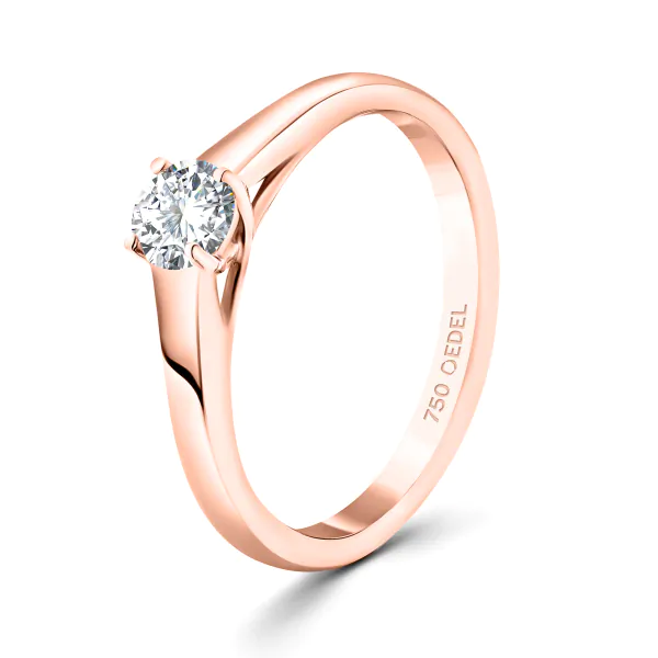 0,30 Karat Diamant Verlobungsring mit GIA Zertifikat, Rotgold 750 / 18K, Breite 1,7 mm,Weite 55 mm, Gewicht ca. 2.84 g.