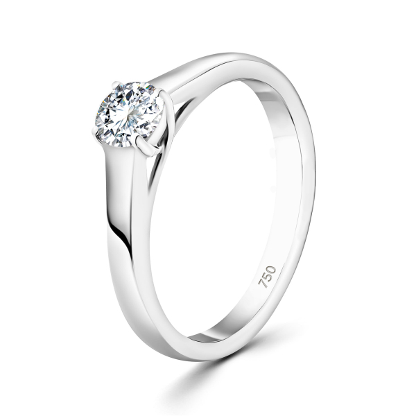 0,40 Karat Diamant Verlobungsring mit GIA Zertifikat, Weißgold 750 / 18K, Breite 1,7 mm,Weite 55 mm, Gewicht ca. 3.41 g.