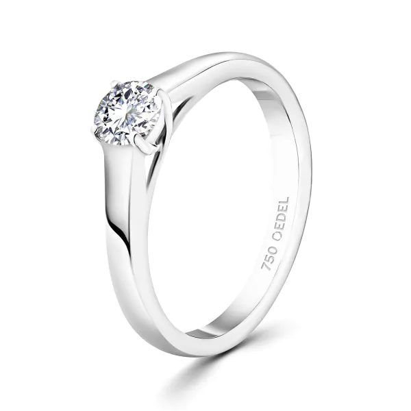 0,40 Karat Diamant Verlobungsring mit GIA Zertifikat, Weißgold 750 / 18K, Breite 1,7 mm,Weite 54 mm, Gewicht ca. 3.41 g.