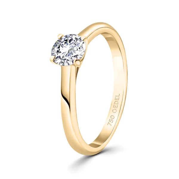 0,50 Karat Diamant Ring mit GIA Zertifikat, Gelbgold 750 / 18K, Breite 1,7 mm,Weite 58 mm, Gewicht ca. 3.41 g.