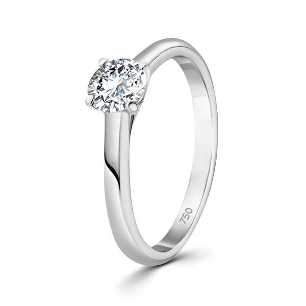 0,50 Karat Diamant Ring mit GIA Zertifikat, Weißgold 750 / 18K, Breite 1,7 mm,Weite 52 mm, Gewicht ca. 3.41 g.