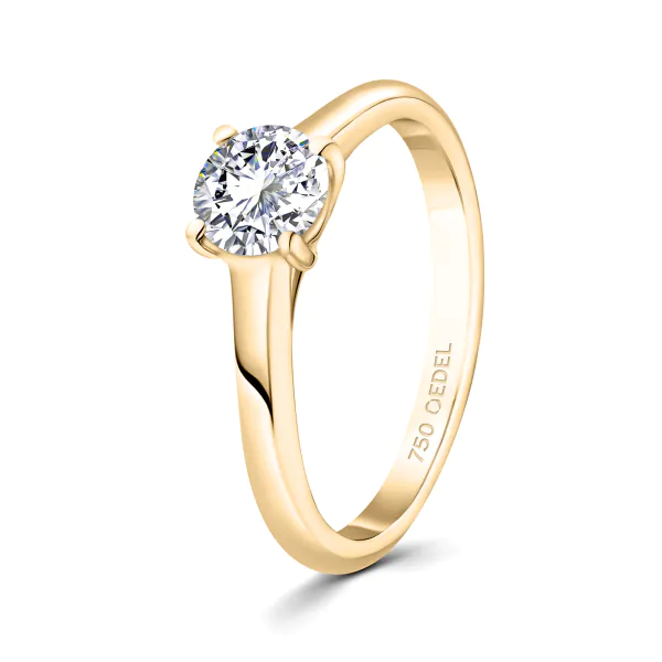 0,70 Karat Diamant Ring mit GIA Zertifikat, Gelbgold 750 / 18K, Breite 1,7 mm,Weite 50 mm, Gewicht ca. 3.41 g.