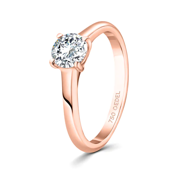 0,70 Karat Diamant Ring mit GIA Zertifikat, Rotgold 750 / 18K, Breite 1,7 mm,Weite 53 mm, Gewicht ca. 3.41 g.