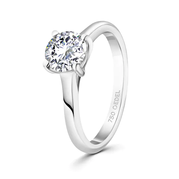 1 Karat Diamant Ring mit GIA Zertifikat, Weißgold 750 / 18K, Breite 1,7 mm,Weite 53 mm, Gewicht ca. 3.41 g.