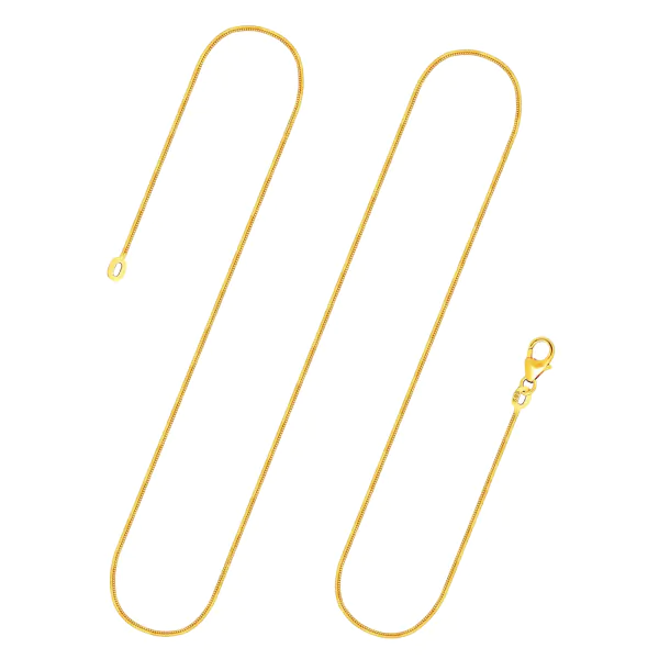 Goldkette als Schlangenkette in Gelbgold 585 / 14K, 45 cm lang, 1,1 mm breit, Gewicht ca. 5.1 g.