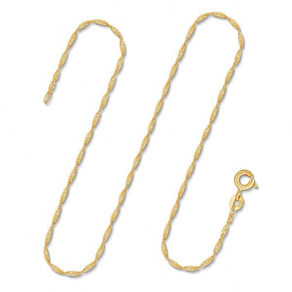 Goldkette als Singapurkette in Gelbgold 333 / 8K, 45 cm lang, 1,2 mm breit, Gewicht ca. 1.1 g.