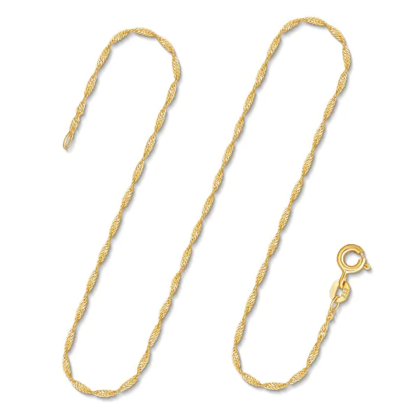 Goldkette als Singapurkette in Gelbgold 333 / 8K, 45 cm lang, 1,2 mm breit, Gewicht ca. 1.1 g.