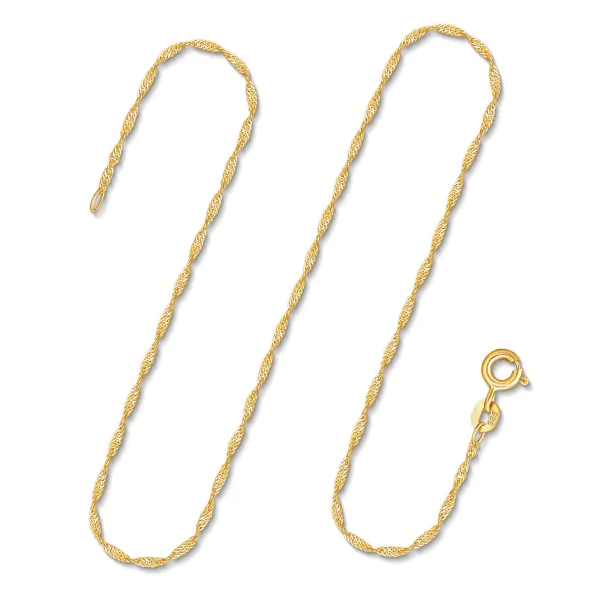 Goldkette als Singapurkette in Gelbgold 585 / 14K, 50 cm lang, 1,2 mm breit, Gewicht ca. 1.4 g.