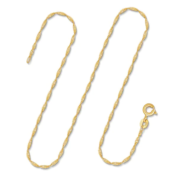 Goldkette als Singapurkette in Gelbgold 750 / 18 Karat, 65 cm lang, 1.2 mm breit, Gewicht ca. 2.3 g.