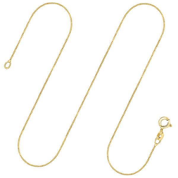 Goldkette als Venezianerkette in Gelbgold 585 / 14K, 50 cm lang, 0,6 mm breit, Gewicht ca. 1.3 g.