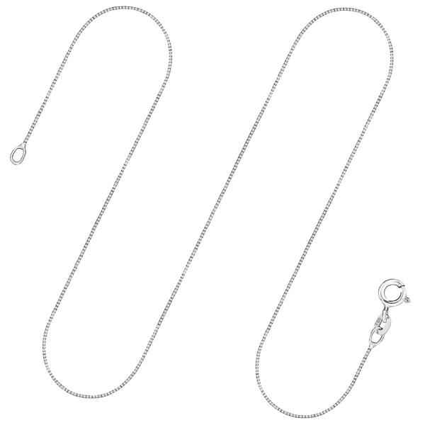Goldkette als Venezianerkette in Weißgold 750 / 18K, 60 cm lang, 0,6 mm breit, Gewicht ca. 2.1 g.
