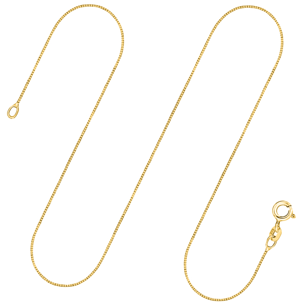 Goldkette als Venezianerkette in Gelbgold 375 / 9K, 55 cm lang, 0,7 mm breit, Gewicht ca. 1.9 g.