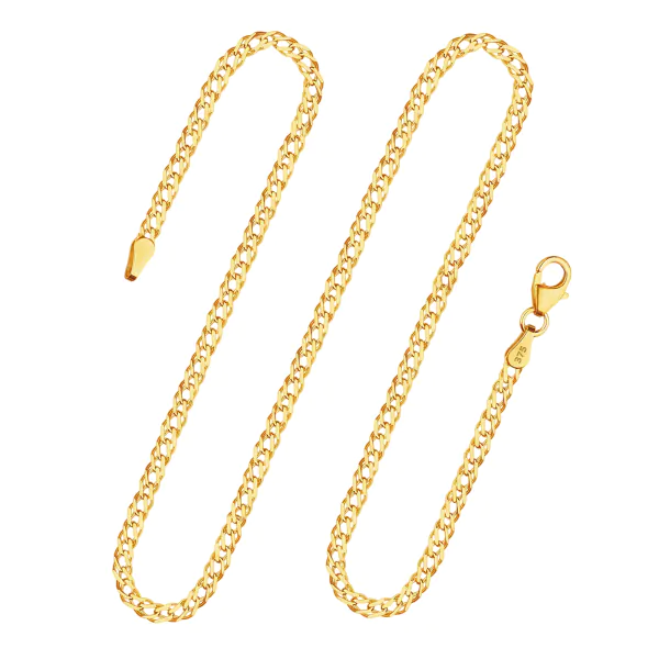 Goldkette als Zwillingspanzerkette in Gelbgold 375 / 9K, 50 cm lang, 2,9 mm breit, Gewicht ca. 4.9 g.