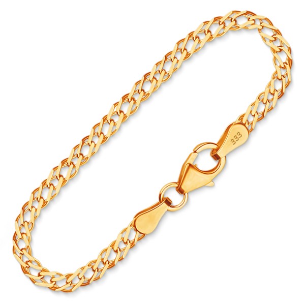 Armband als Zwillingspanzerkette in Gelbgold 585 / 14 Karat, 19.5 cm lang, 2.9 mm breit, Gewicht ca. 2.4 g.