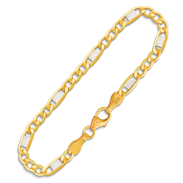 Armband als Fantasiekette Bicolor in Gelbgold / Weißgold 333 / 8K, 18 cm lang, 3.5 mm breit, Gewicht ca. 1.7 g