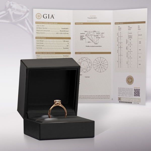 Verlobungsring in 585ger Rotgold mit Diamant 0,05K bis 1 Karat