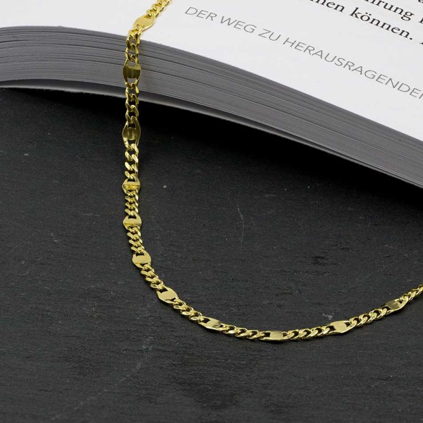 Armband als Panzerstegkette in Gelbgold 750 / 18K, 19 cm lang, 3,1 mm breit, Gewicht ca. 2.8 g.