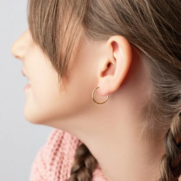 Goldene Creolen, Gelbgold in 1.3 mm rund