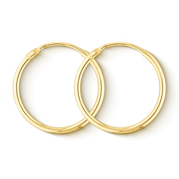 Ohrringe, Creolen, Gelbgold 750 / 18K, Außendurchmesser 20 mm, Breite 1.5 mm, Gewicht ca. 0.8 g