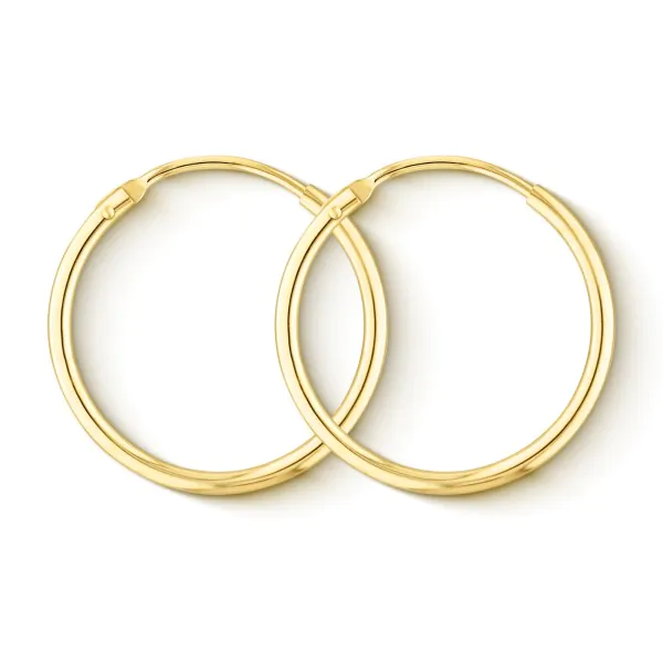 Ohrringe, Creolen, Gelbgold 750 / 18K, Außendurchmesser 20 mm, Breite 1.5 mm, Gewicht ca. 0.8 g