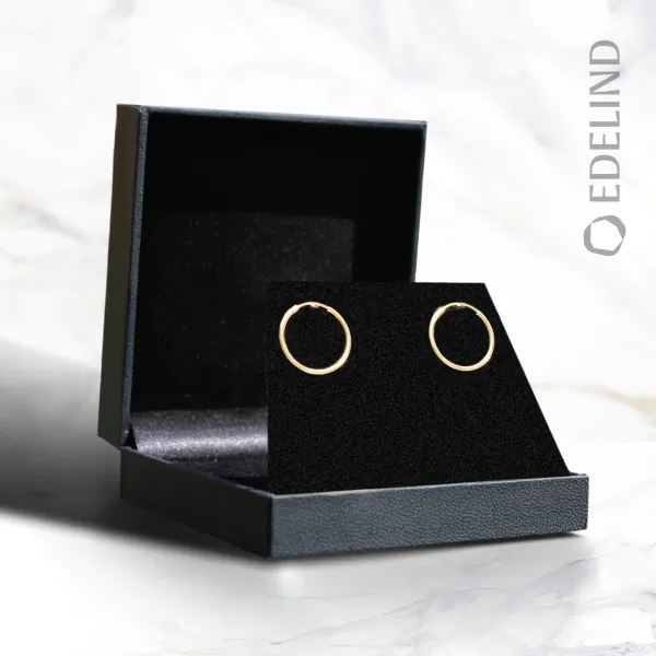 Ohrringe, Creolen, Gelbgold 585 / 14K, Außendurchmesser 20 mm, Breite 1.5 mm, Gewicht ca. 0.7 g