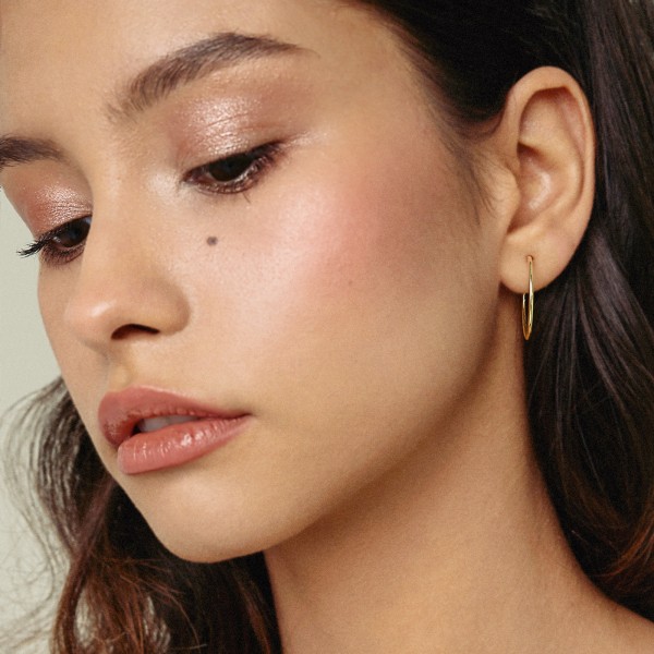 Ohrringe, Creolen, Gelbgold 585 / 14K, Außendurchmesser 25 mm, Breite 1.5 mm, Gewicht ca. 0.9 g