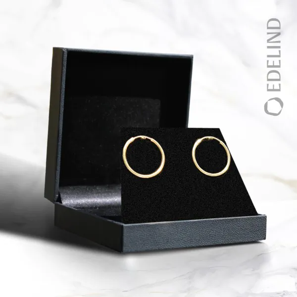 Ohrringe, Creolen, Gelbgold 585 / 14K, Außendurchmesser 25 mm, Breite 1.5 mm, Gewicht ca. 0.9 g