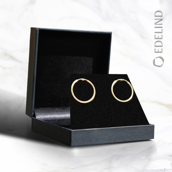 Ohrringe, Creolen, Gelbgold 750 / 18K, Außendurchmesser 25 mm, Breite 1.5 mm, Gewicht ca. 0.9 g