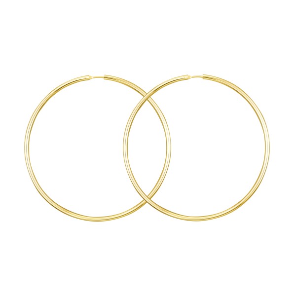 Ohrringe, Creolen, Gelbgold 585 / 14K, Außendurchmesser 60 mm, Breite 1.8 mm, Gewicht ca. 2.5 g