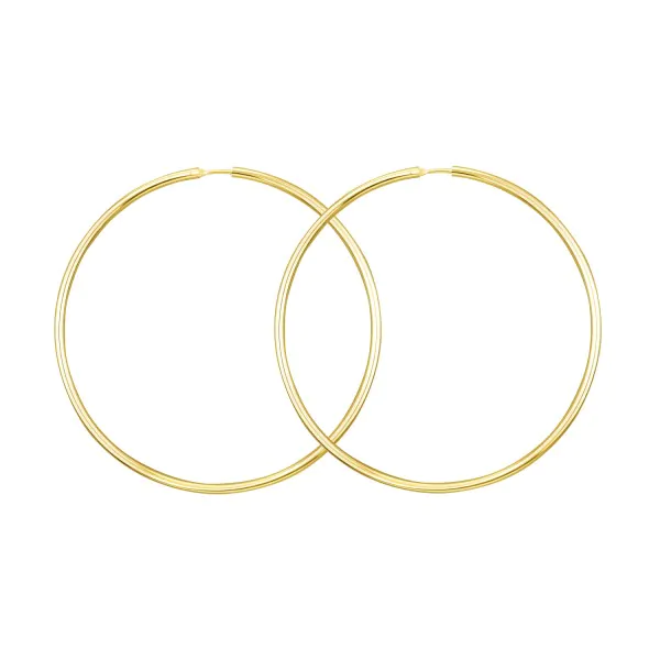 Ohrringe, Creolen, Gelbgold 585 / 14K, Außendurchmesser 60 mm, Breite 1.8 mm, Gewicht ca. 2.5 g