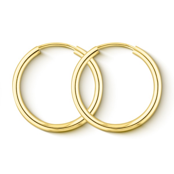 Ohrringe, Creolen, Gelbgold 333 / 8K, Außendurchmesser 20 mm, Breite 2 mm, Gewicht ca. 0.7 g