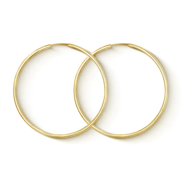 EDELIND Ohrringe, Creolen, Gelbgold 375 / 9K, Außendurchmesser 50 mm, Breite 2 mm, Gewicht ca. 1.7 g