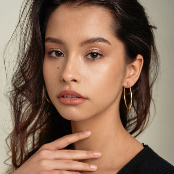 EDELIND Ohrringe, Creolen, Gelbgold 333 / 8K, Außendurchmesser 50 mm, Breite 2 mm, Gewicht ca. 1.7 g