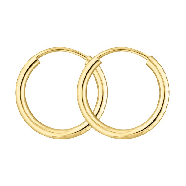 Ohrringe, Creolen, Gelbgold 333 / 8K, Außendurchmesser 15 mm, Breite 2 mm, Gewicht ca. 0.5 g