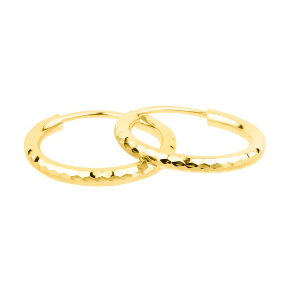 Ohrringe, Creolen, Gelbgold 585 / 14K, Außendurchmesser 15 mm, Breite 2 mm, Gewicht ca. 0.6 g