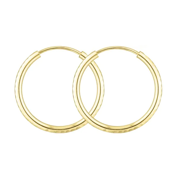 Ohrringe, Creolen, Gelbgold 585 / 14K, Außendurchmesser 20 mm, Breite 2 mm, Gewicht ca. 0.8 g