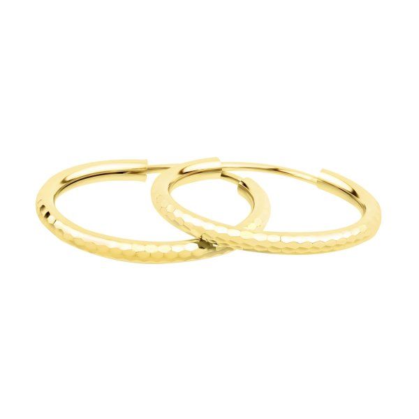 Ohrringe, Creolen, Gelbgold 585 / 14K, Außendurchmesser 30 mm, Breite 2 mm, Gewicht ca. 1.1 g