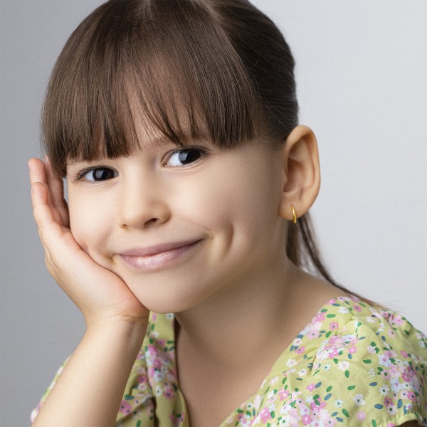 Ohrringe, Creolen, Gelbgold 585 / 14K, Außendurchmesser 15 mm, Breite 2.5 mm, Gewicht ca. 0.8 g