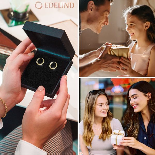 Ohrringe, Creolen, Gelbgold 333 / 8K, Außendurchmesser 15 mm, Breite 2.5 mm, Gewicht ca. 0.7 g