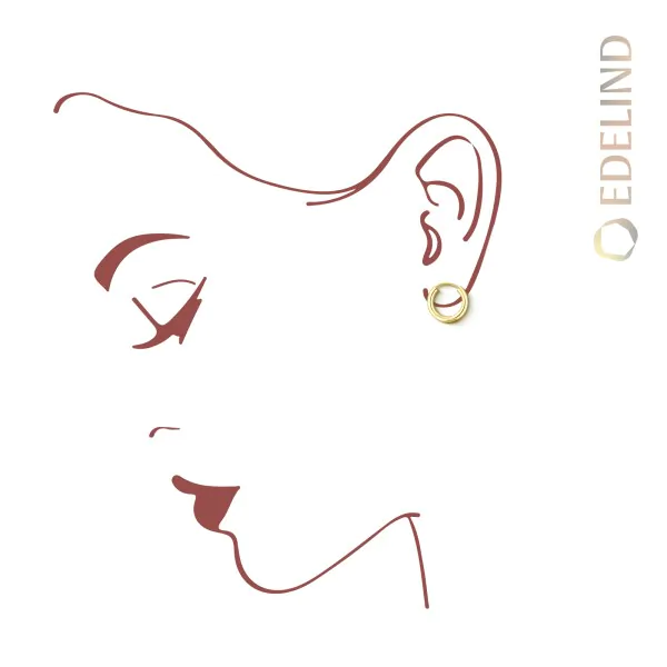 Ohrringe, Creolen, Gelbgold 585 / 14K, Außendurchmesser 15 mm, Breite 2.5 mm, Gewicht ca. 0.8 g