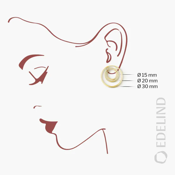 Ohrringe, Creolen, Gelbgold 585 / 14K, Außendurchmesser 20 mm, Breite 2.5 mm, Gewicht ca. 1.1 g