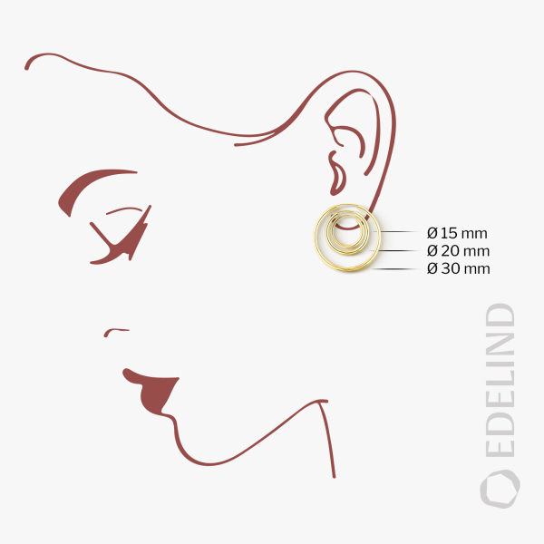 Ohrringe, Creolen, Gelbgold 375 / 9K, Außendurchmesser 20 mm, Breite 2.5 mm, Gewicht ca. 0.9 g