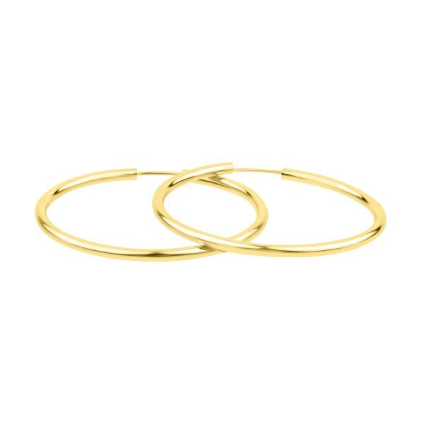 Ohrringe, Creolen, Gelbgold 585 / 14K, Außendurchmesser 50 mm, Breite 2.5 mm, Gewicht ca. 2.8 g