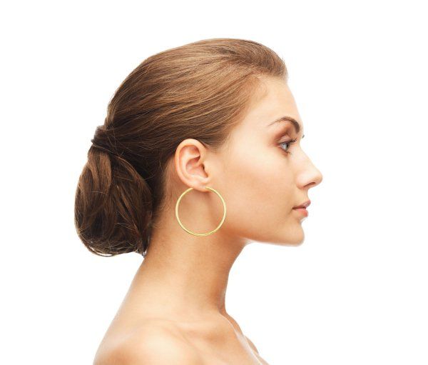 Ohrringe, Creolen, Gelbgold 585 / 14K, Außendurchmesser 50 mm, Breite 2.5 mm, Gewicht ca. 2.8 g