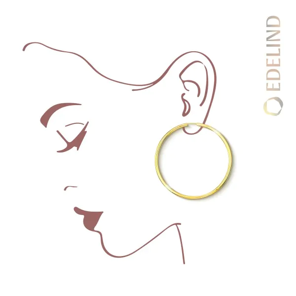 Ohrringe, Creolen, Gelbgold 585 / 14K, Außendurchmesser 60 mm, Breite 2.5 mm, Gewicht ca. 3.8 g