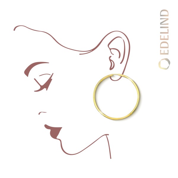 Ohrringe, Creolen, Gelbgold 333 / 8K, Außendurchmesser 60 mm, Breite 2.5 mm, Gewicht ca. 3.2 g