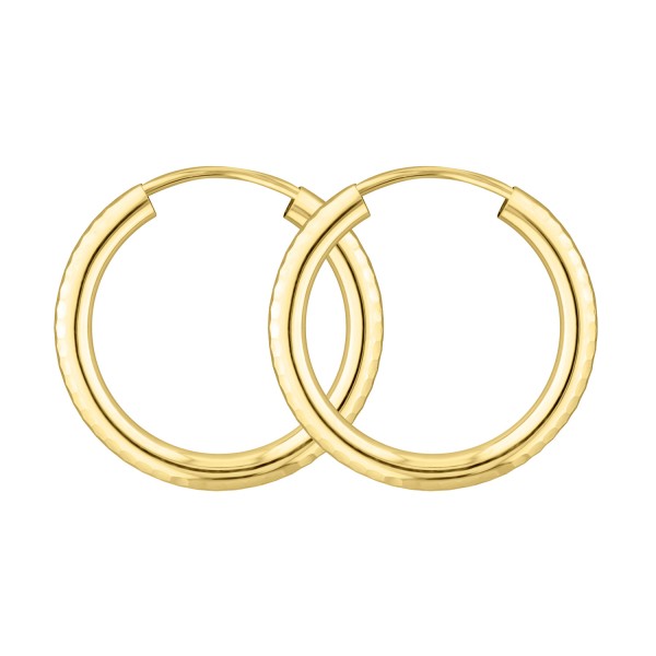 Ohrringe, Creolen, Gelbgold 585 / 14K, Außendurchmesser 20 mm, Breite 2.5 mm, Gewicht ca. 1.1 g