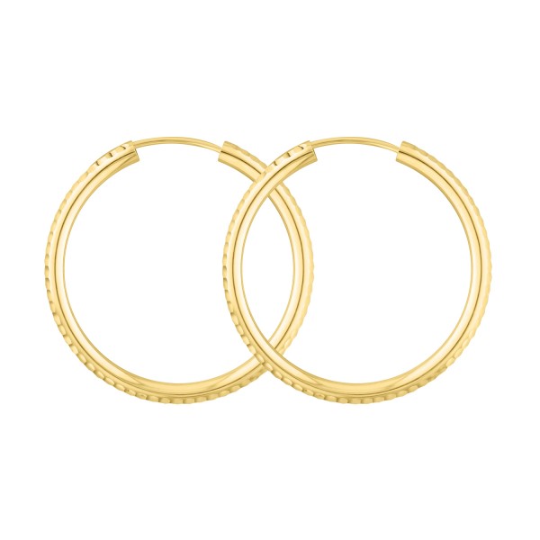 Ohrringe, Creolen, Gelbgold 585 / 14K, Außendurchmesser 30 mm, Breite 2.5 mm, Gewicht ca. 1.7 g