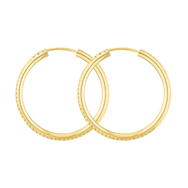 Ohrringe, Creolen, Gelbgold 585 / 14K, Außendurchmesser 30 mm, Breite 2.5 mm, Gewicht ca. 1.7 g